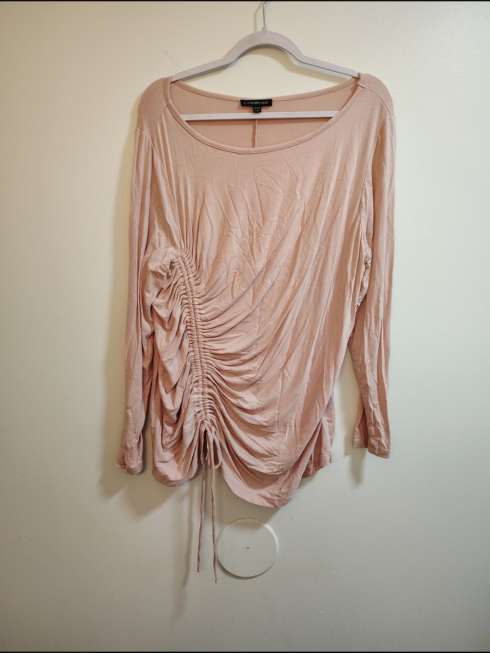 Lane Bryant Blush Pink Ruched Long-Sleeve Top Size 18/20